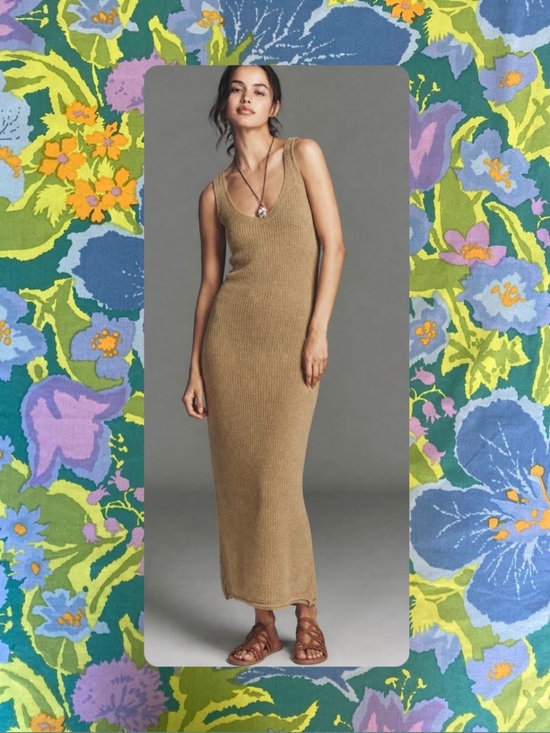 Self contrast Dresses & Skirts - Self Contrast x Anthropologie Sleeveless Ribbed Maxi Dress in Camel small